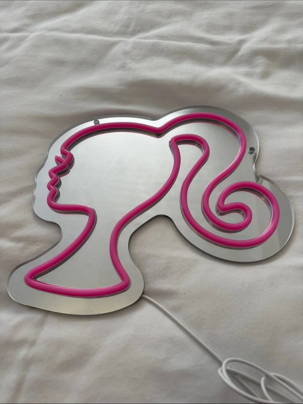 Barbie Pink Neon Silhouette Wall Mirror Light